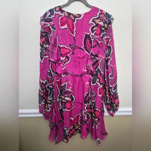 Trina Turk Saka Floral Silk Drrss Large - Picture 7 of 7